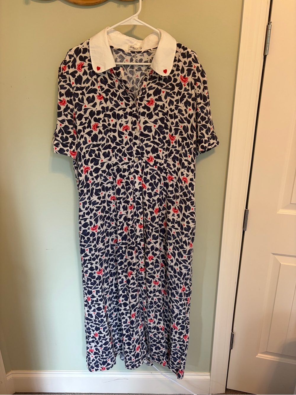 Cath Kidston Navy and White dress with Red Heart Accents